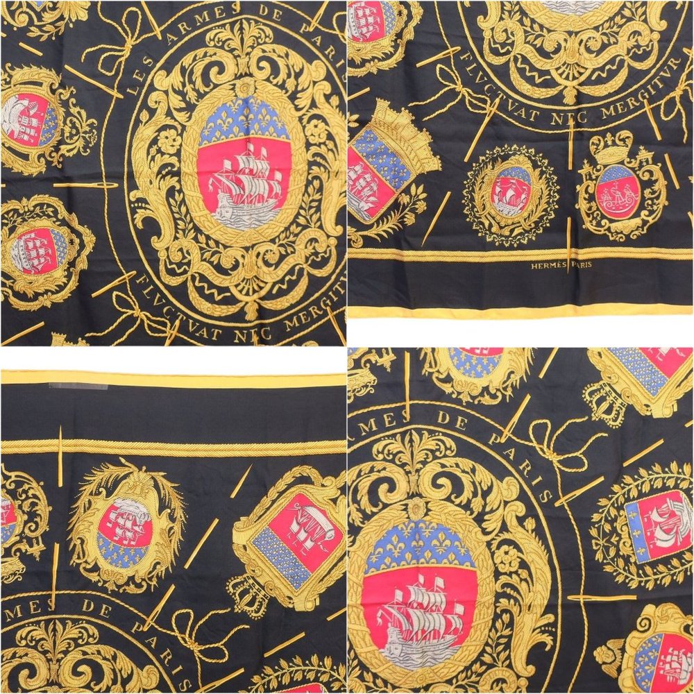 882223O Hermes Scarf "Les Armes de Paris" Multicolor Silk Carre 90 - Picture 3 of 4